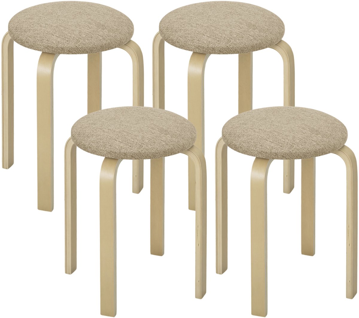 HOMCOM Kruk - Hout - 40x40x45cm - Khaki