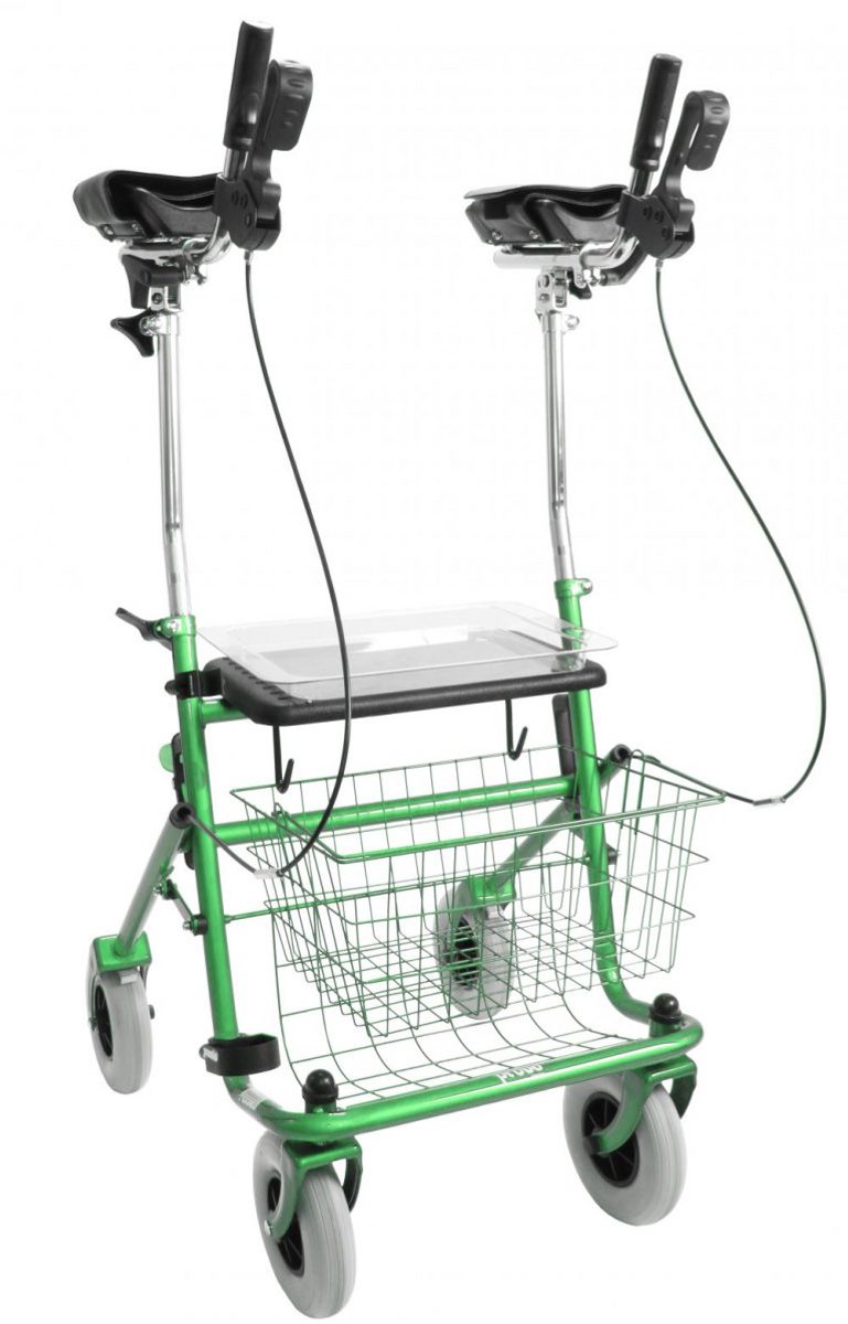 Premis - Rollator - met Bredere onderarmschalen (Steunen) - Belastbaar tot 120 kg - Inklapbaar - Metallic Groen