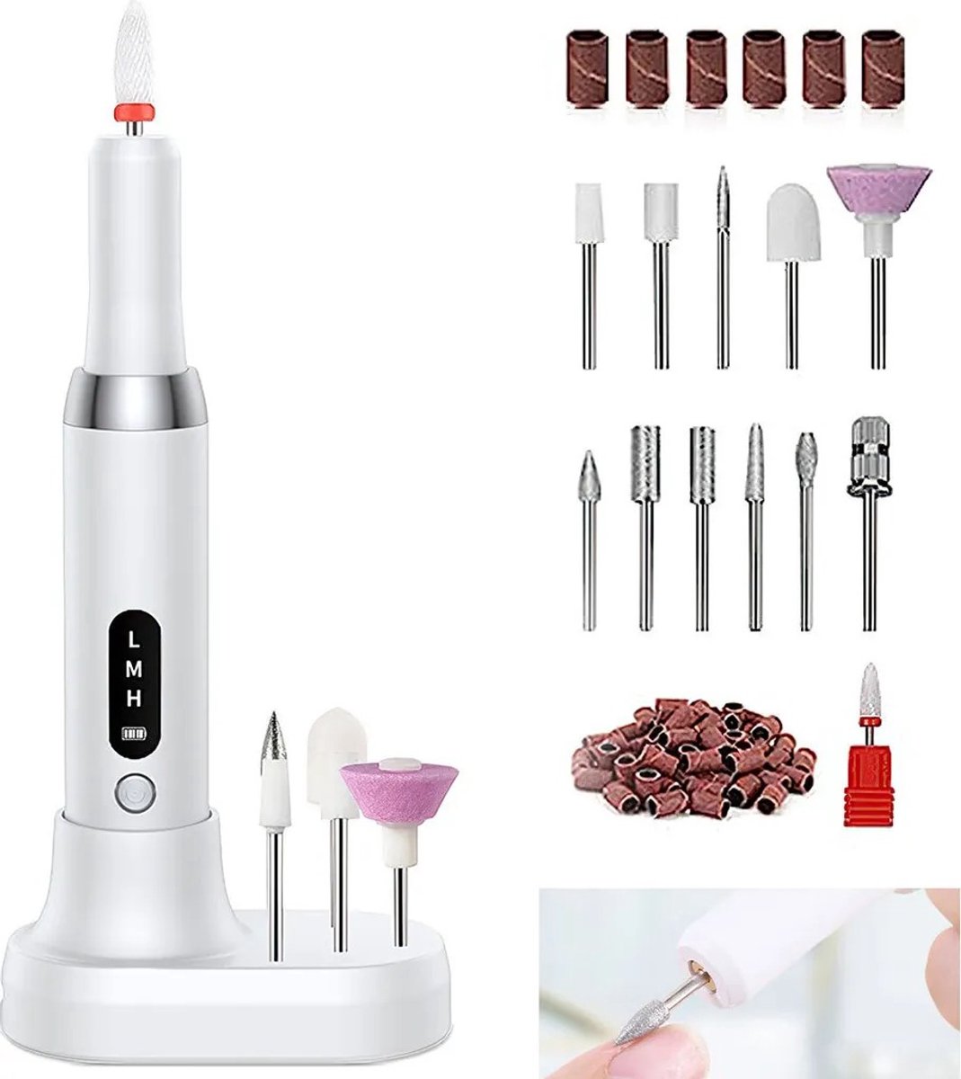 Namajunas - Elektrische Nagelvijl - Nagelfrees - Manicure en Pedicure set - Nagelfrees 35000 RPM - 11 Bitjes + 36 Schuurrolletjes + 1 Accessoires - Eeltverwijderaar - Kalknagel - Nagelvijl - Manicure en Pedicure Set