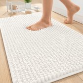 Olanly Badmat Antislip – Chenille Douchemat – Badmat Badkamer – Super Absorberend Deuropmat – Ivoorwit – 51X76cm