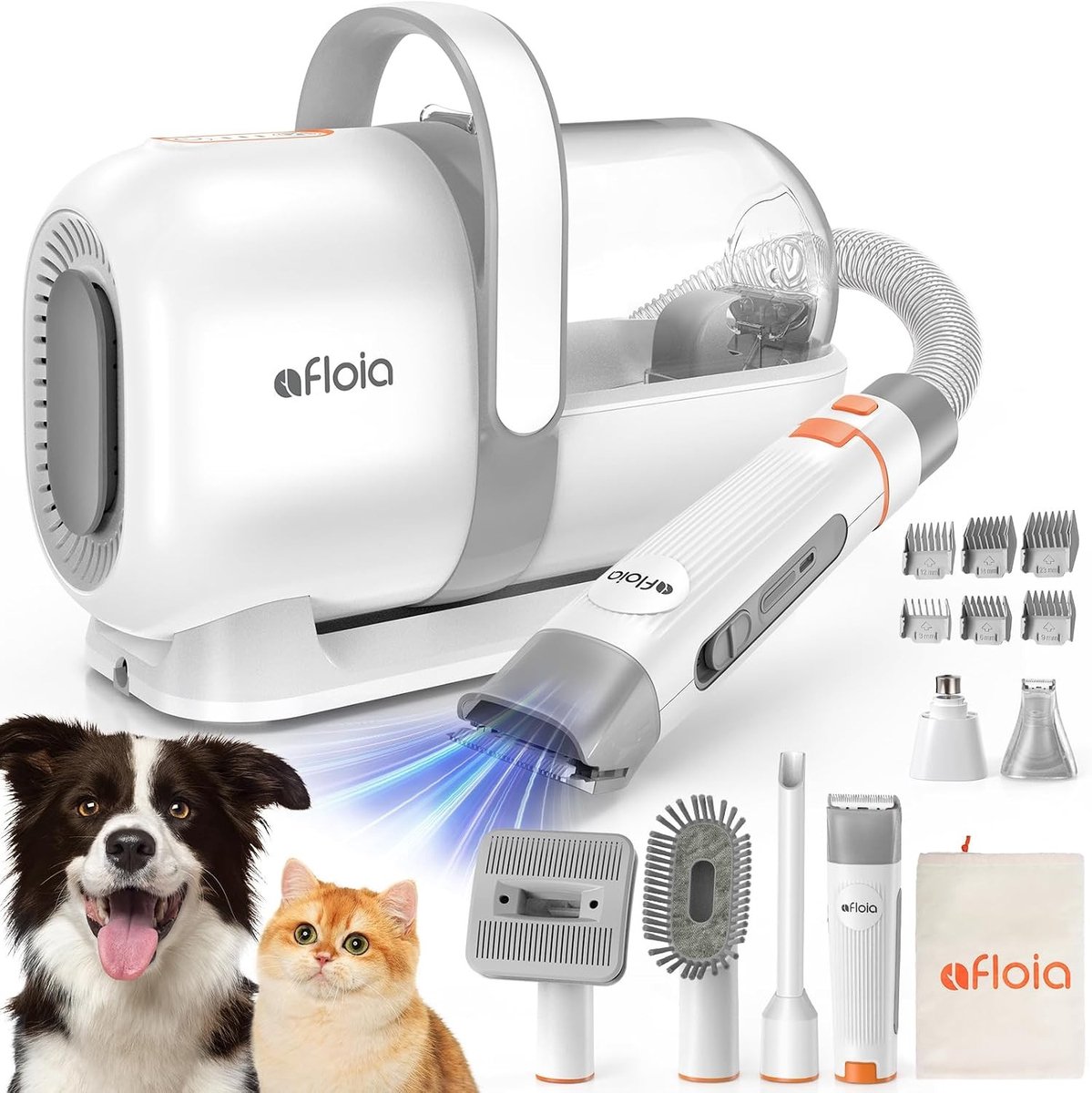 Hondentondeuse voor dikke vacht - Wit - 1.5L - Professionele Scheermachine met Stofzuiger - Voor Honden en Katten