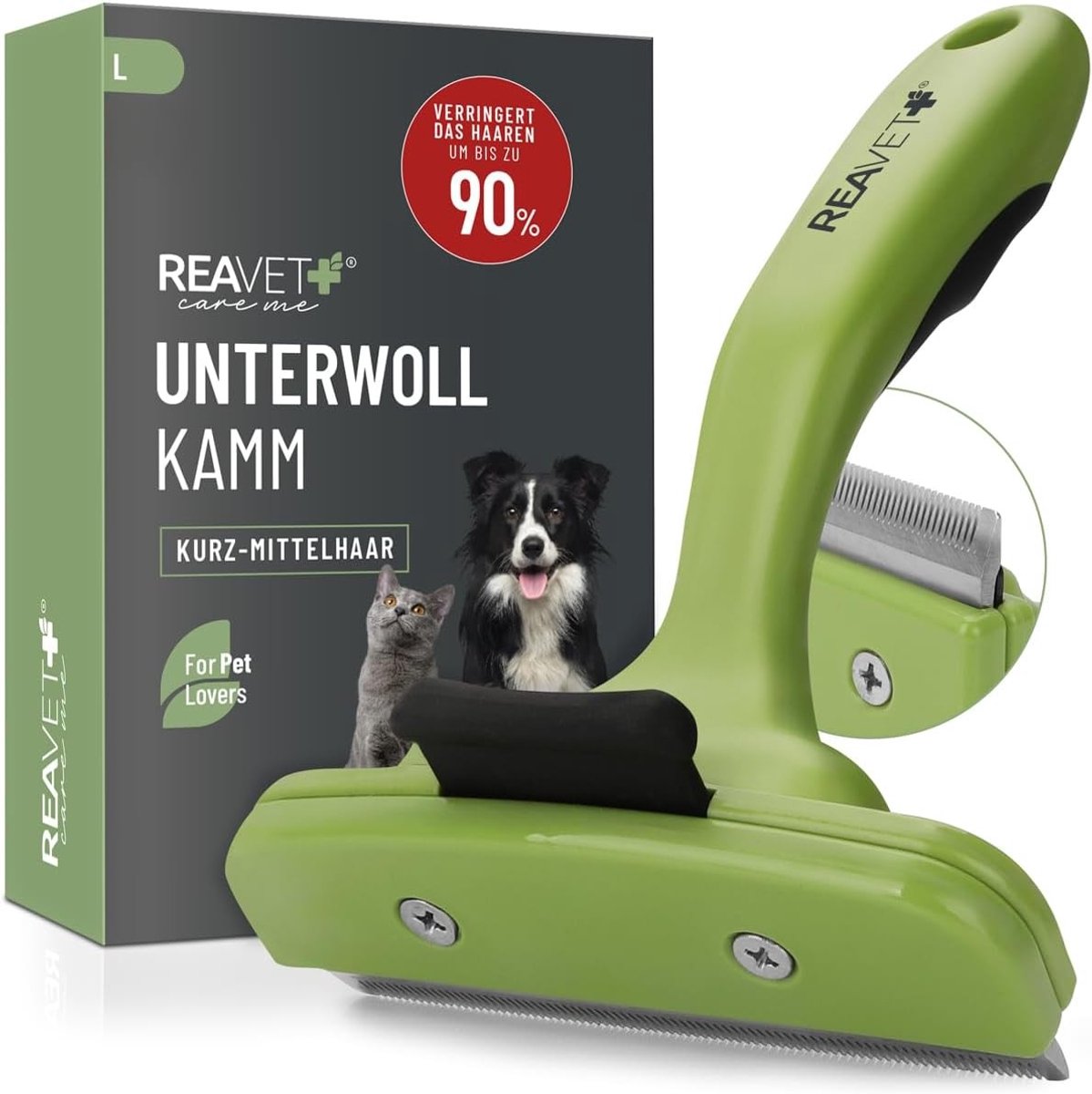 Hondentondeuse voor dikke vacht - Wollen Kam - Large - Onderwolkam voor Grote Rassen - Voor Honden en Katten met Kort Haar