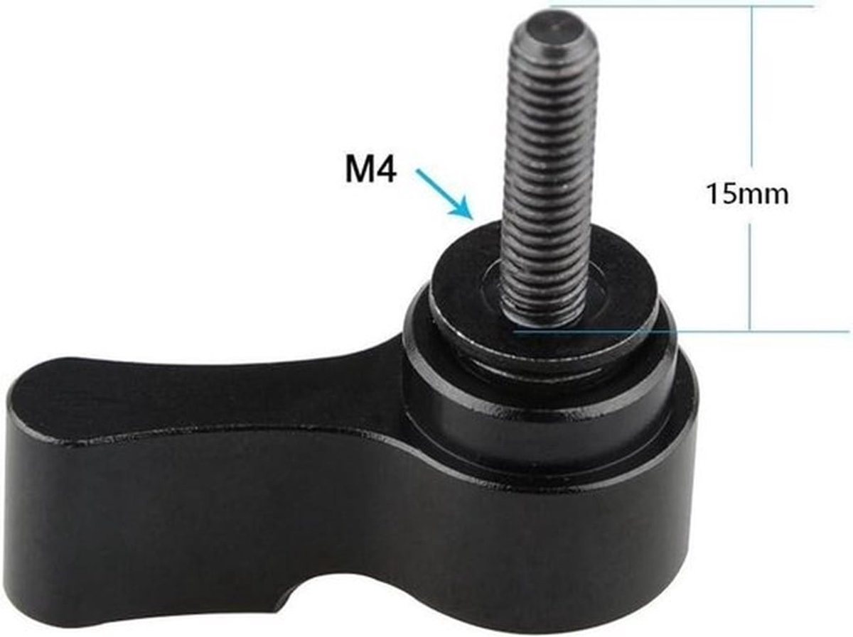 Roterende Knop - Duim hendel - Verstelbaar - Zwart - M4 Mannelijke Threading (15mm lang) - Geschikt voor Schroeven