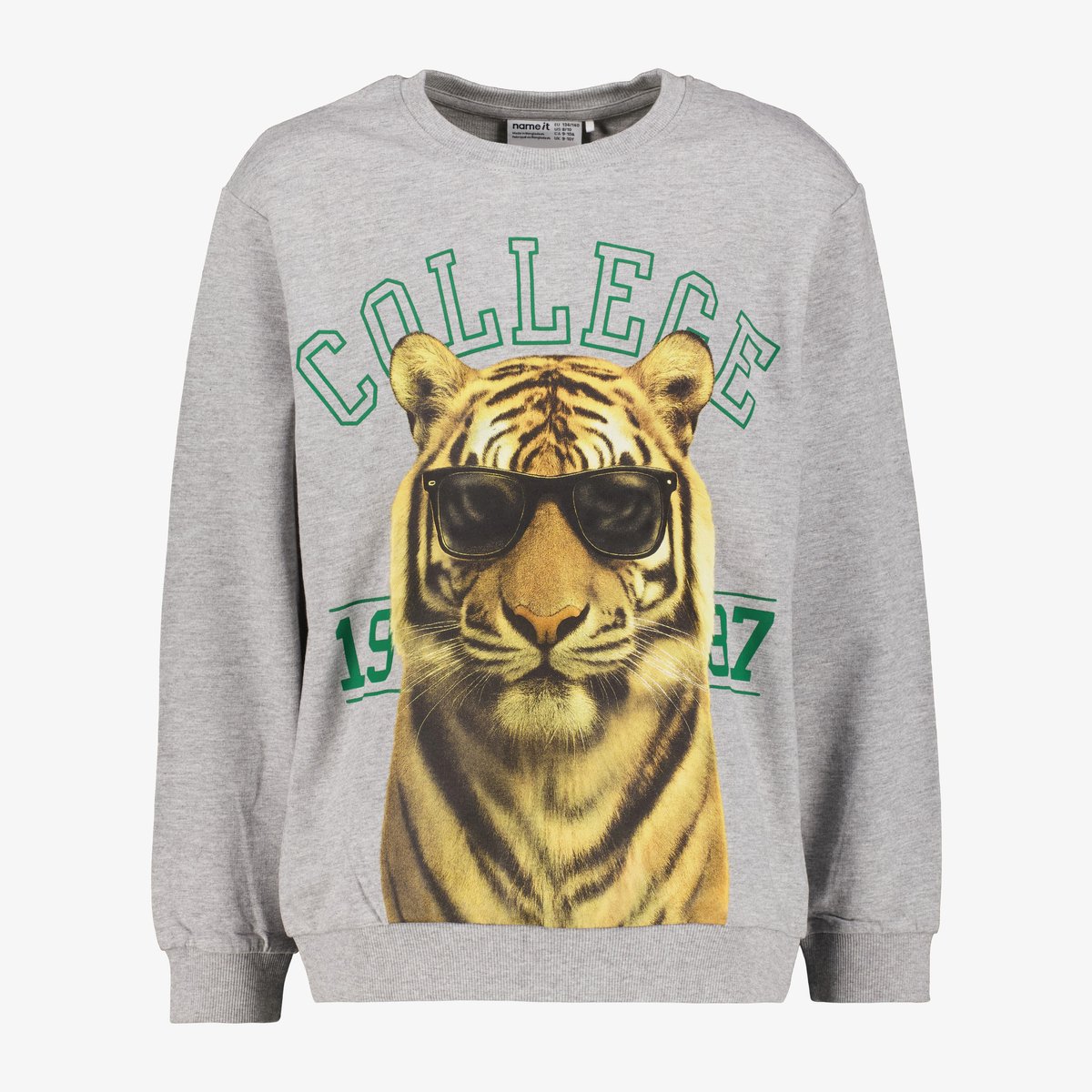Name It jongens sweater met tijger opdruk - Grijs - Maat 122/128