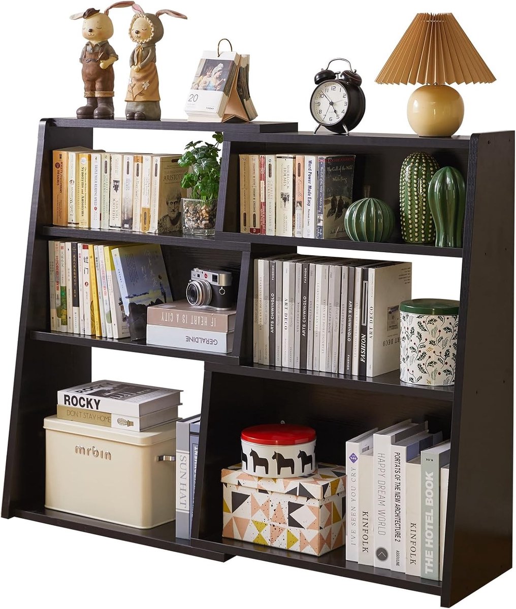 Verticale onzichtbare boekenkast - Zwart - Uitschuifbaar 3-laags houten opbergrek - Voor woonkamer, slaapkamer en kantoor