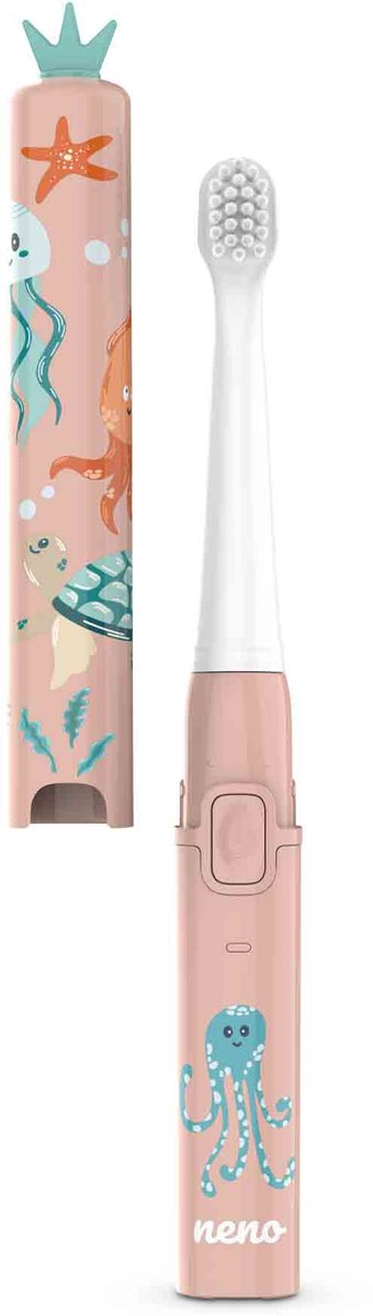 Neno Pulito Sonic Elektrische Tandenborstel voor Kinderen vanaf 3 Jaar – 38.000 Trillingen – 3 Poetsstanden – LED – 2 Minuten Timer – IPX7 Waterdicht – Coral