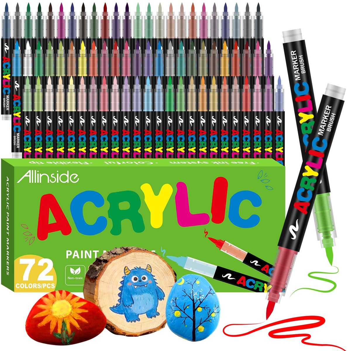 Solidchoice - 72 Kleurige Acrylverf Markers met Zachte Borstelpunt