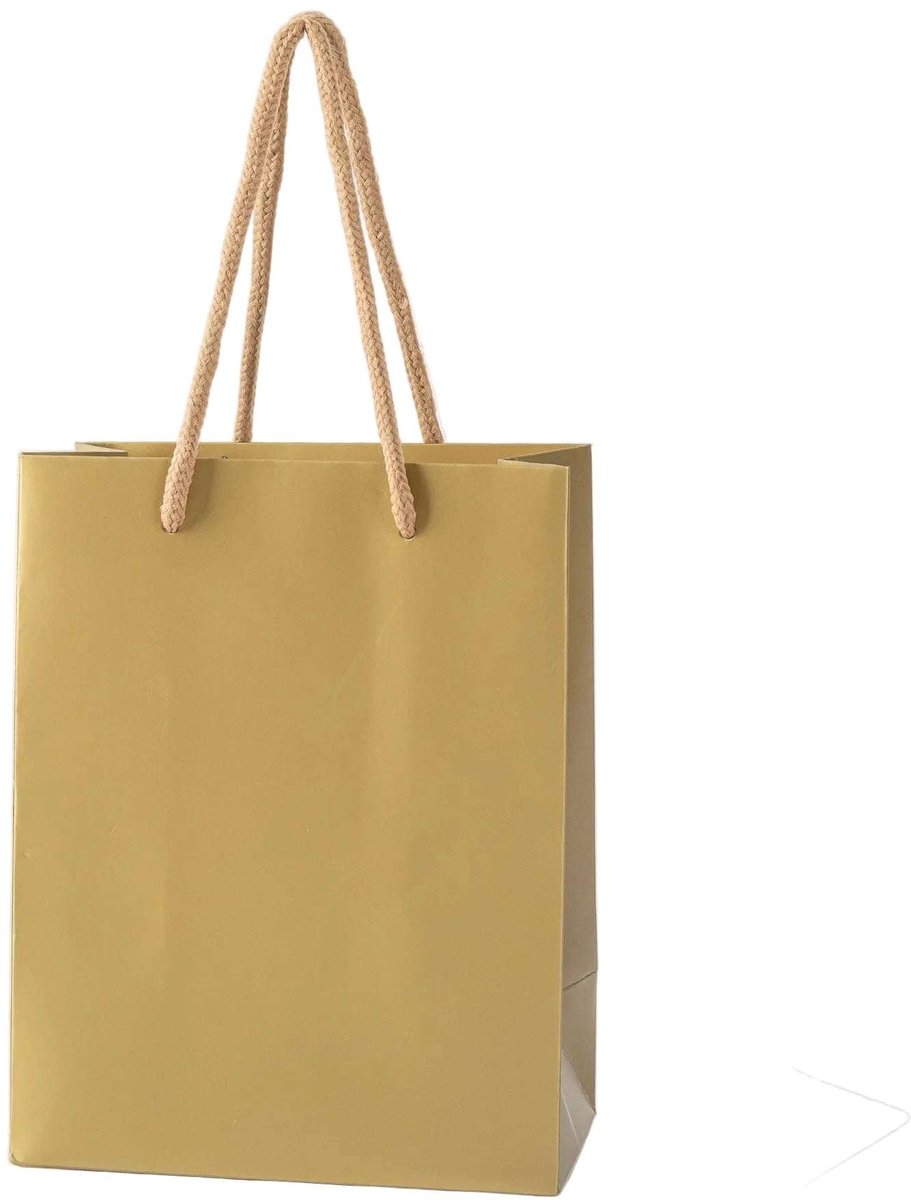 24x Luxe Papieren Koordtassen Goud – 18x23x10 cm – Stevige Cadeautassen & Verpakkingstassen
