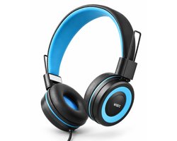 WiseQ One Kinderkoptelefoon met Draad – Koptelefoon Kinderen met Draad – Hoofdtelefoon met Kabel – Volumebegrenzer – Microfoon – Geluidsdempend – Zwart Blauw