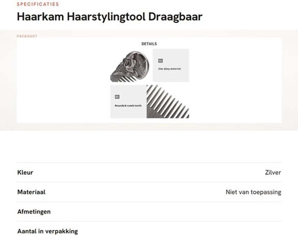 Haarkam Doodskopdesign - Zakkam - Antistatisch - Draagbaar - Haarstylingtool - Professionele Kwaliteit - Scheerkam