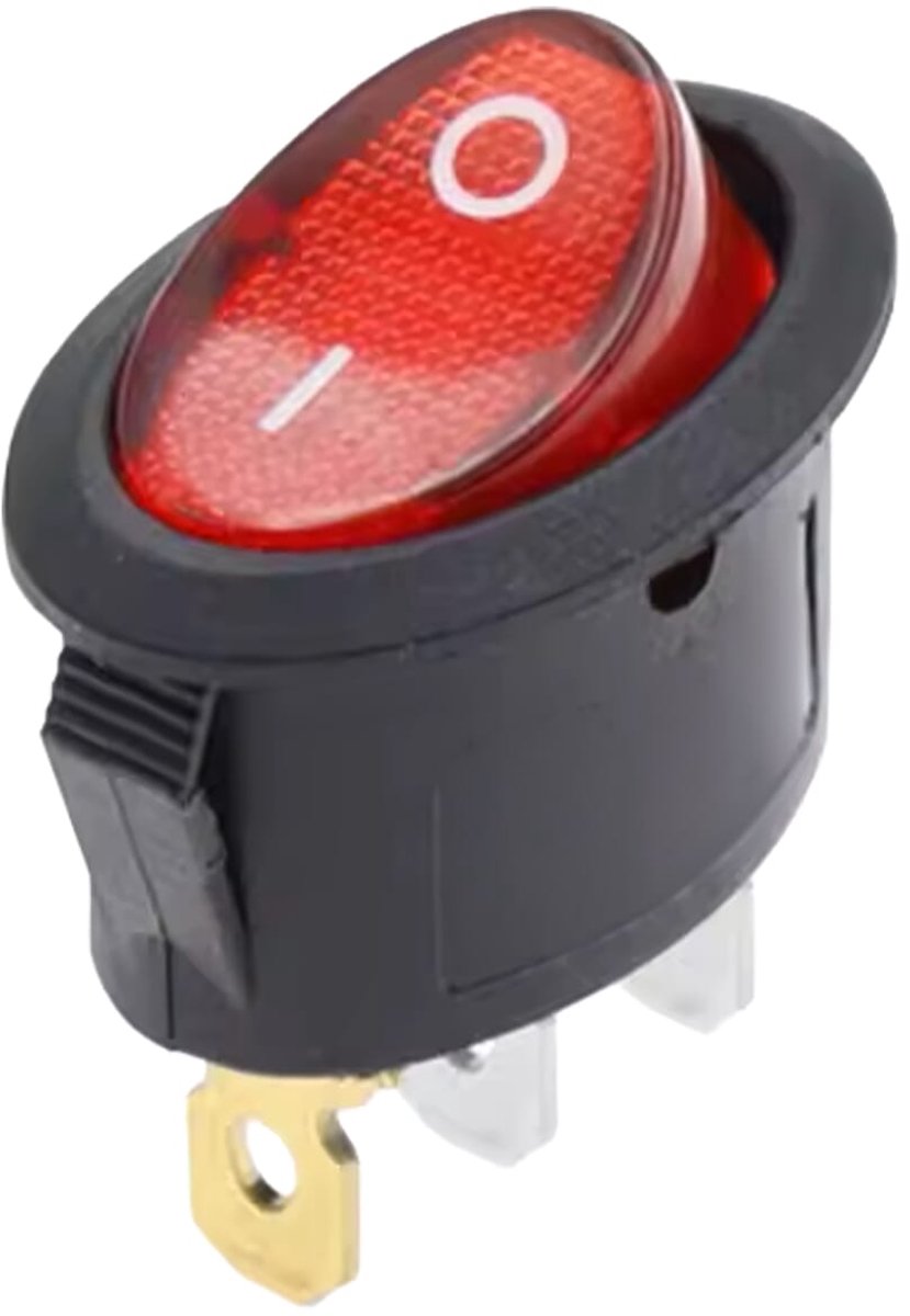 ProRide Ovale Wipschakelaar KCD1 - 6A 250V - 3 Aansluitpinnen - Rode LED - Inbouw - Zwart