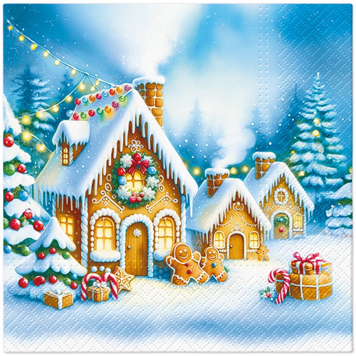 Lunch servetten Christmas lights village - Tete a tete - 33x33 cm