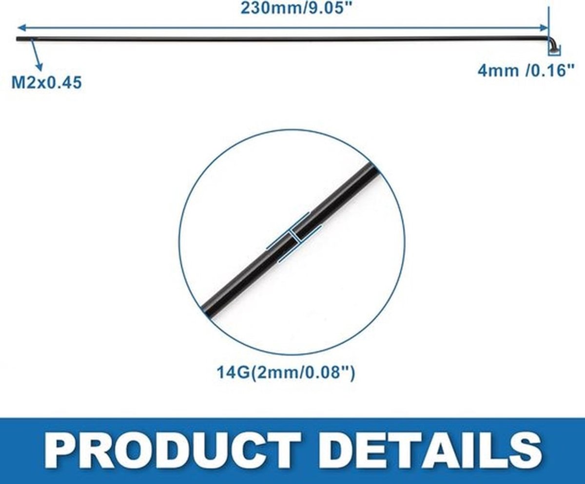 Spaken voor Fiets - Mountainbike - Staal - 14G - Zwart - 230MM - 36 Stuks - Geschikt voor Mountainbikes - Fiets Spaken - Duurzaam