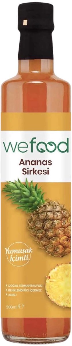 Wefood Ananasazijn – 100% Ananas – Natuurlijk Gefermenteerde Fruitazijn – Zachte Smaak – 500 ml
