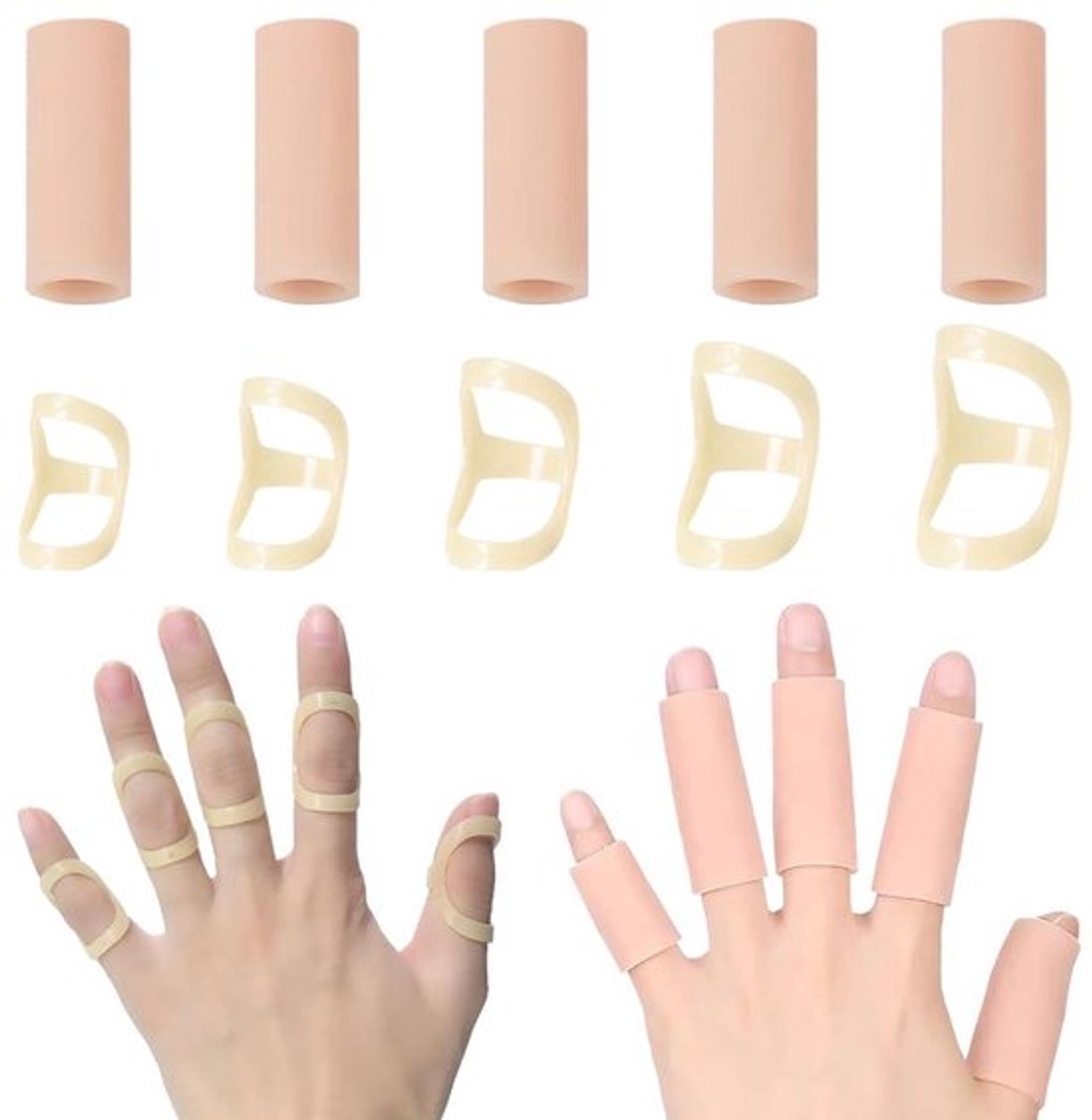 Set van 10 vingerspalken voor kleine vingers, middelvinger, en ringvinger, inclusief vingerbescherming voor mallet fingers