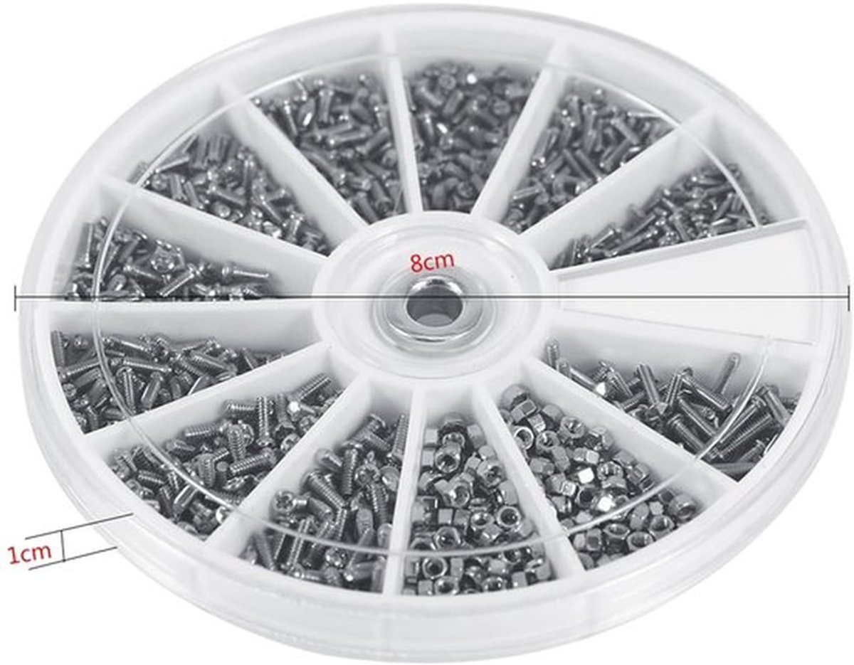 - Schroeven Set - RVS Assortiment - 600 Delige Set - Voor Horloges en Brillen - Kleine Schroeven en Moeren - Ideaal voor Elektronica - Gesc..