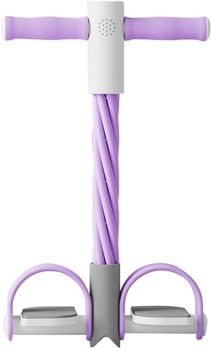 Paarse pedaalweerstandsband met digitale teller, multifunctioneel weerstandstouw, 6 buizen, elastische yogapedaalstretcher, lichaamsstrektrainer, fitnessapparatuur voor thuis