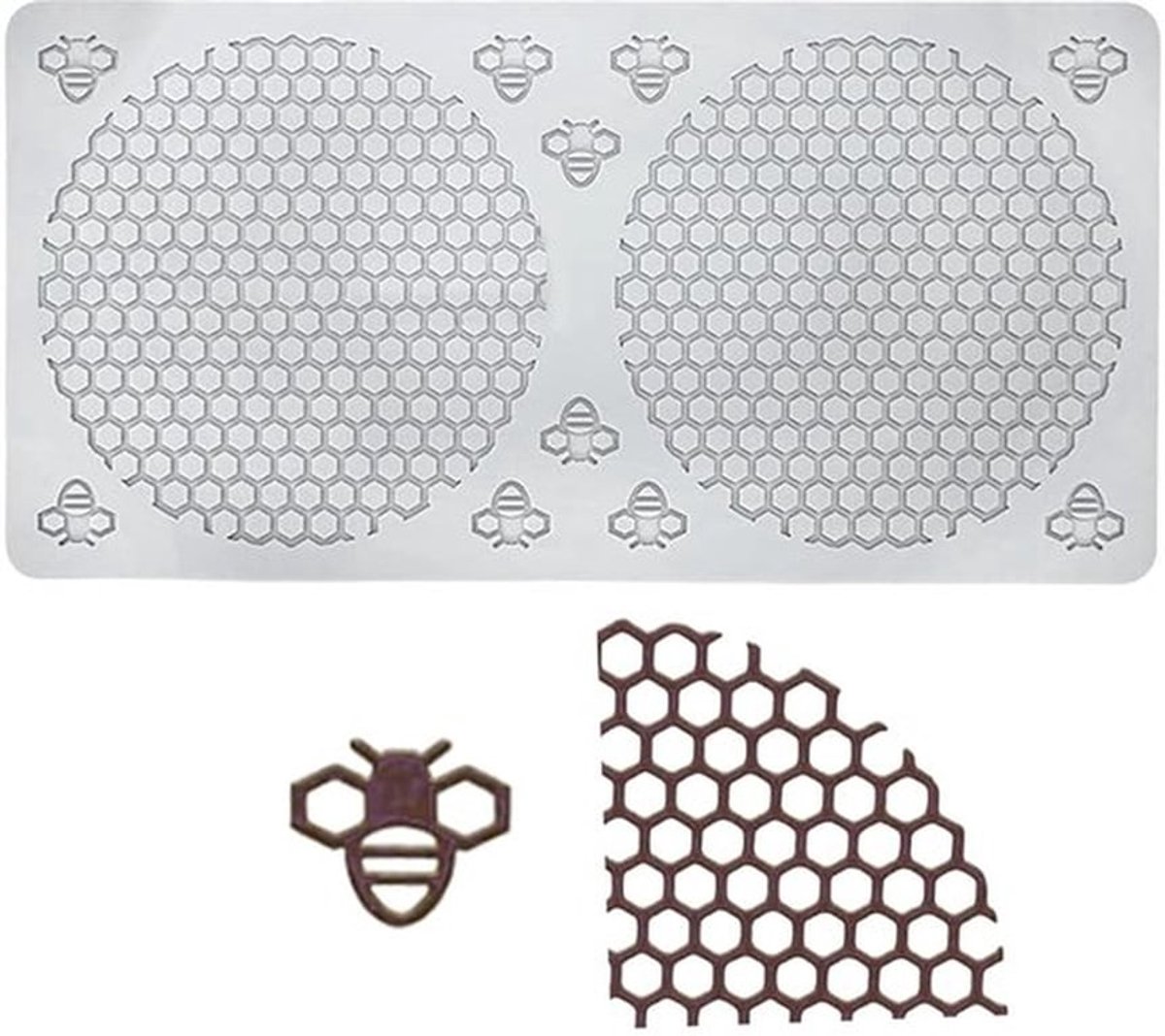 Honingraat Siliconenmal - Siliconenmal voor Decoraties - Perfect voor Taarten en Chocolade - Grijs - Ideaal voor Desserts - 32 cm lang