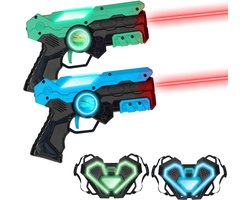 Silvergear Set De Jeu Laser Pour Enfants - Set Complet Avec 2 Pistolets Laser Et 2 Gilets - Jouet Pistolet - Cadeaux Pour Garçons Et Filles - À Partir De 6 Ans - Bleu Et Vert