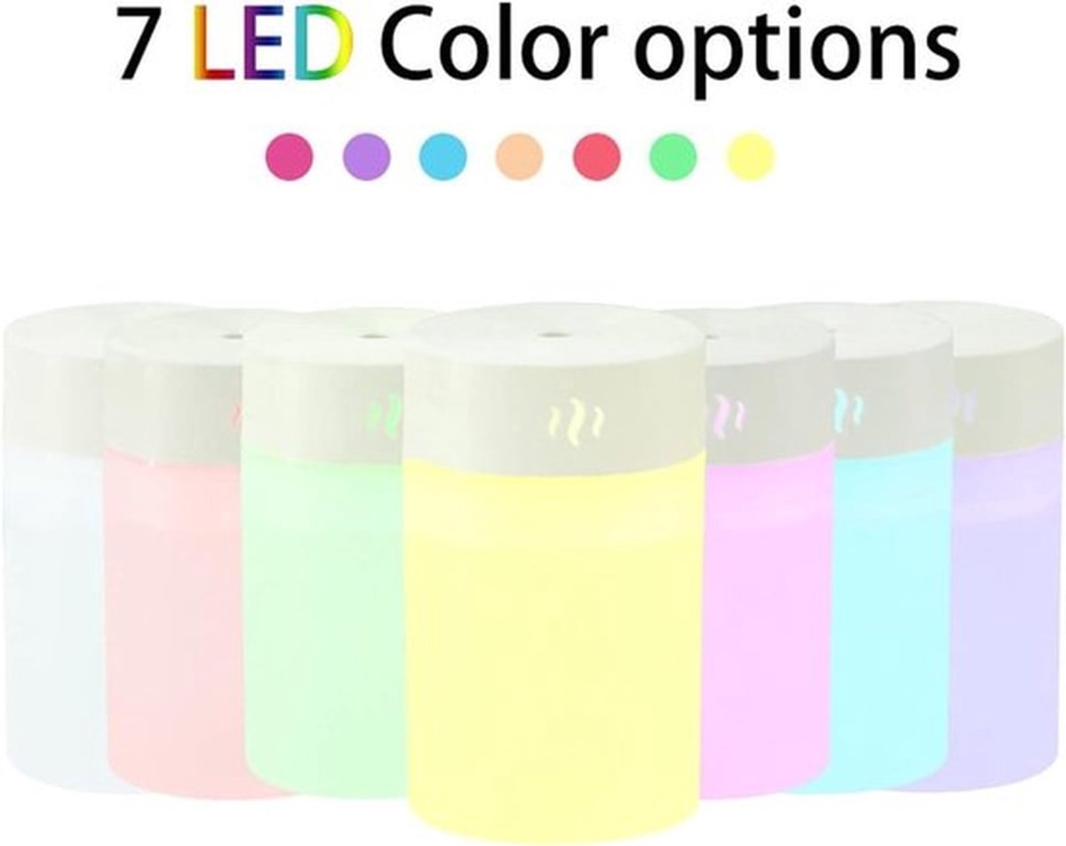 Luchtbevochtiger met Kleurrijk LED-licht en USB-aansluiting voor Thuis en Auto - Gezonde Luchtverfrisser met Aroma Diffuser, Compact Design