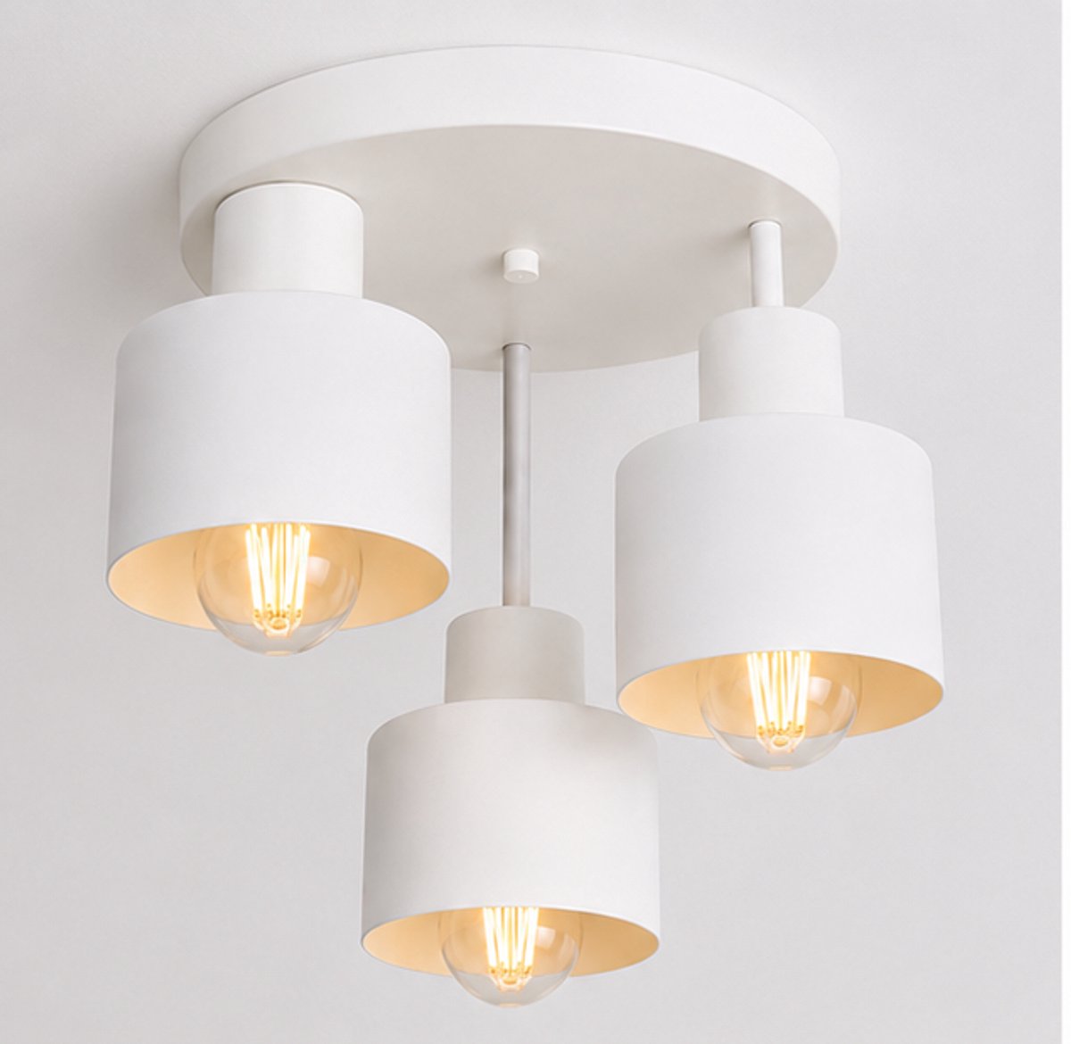 ZoeZo Industriële Plafondlamp 3-lichts - Plafond verlichting - Plafonnière - 3 x E27 - Metaal - Exclusief Lichtbronnen - Wit