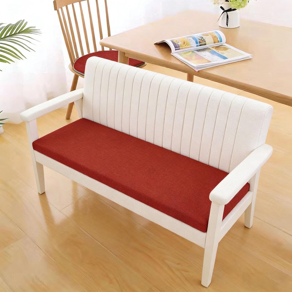 Tuinkussen Bank 140x180cm - Zitkussen Buitenmeubels - Buiten Ontspannen - Antislip Bodem - 140x180cm - Wijnrood