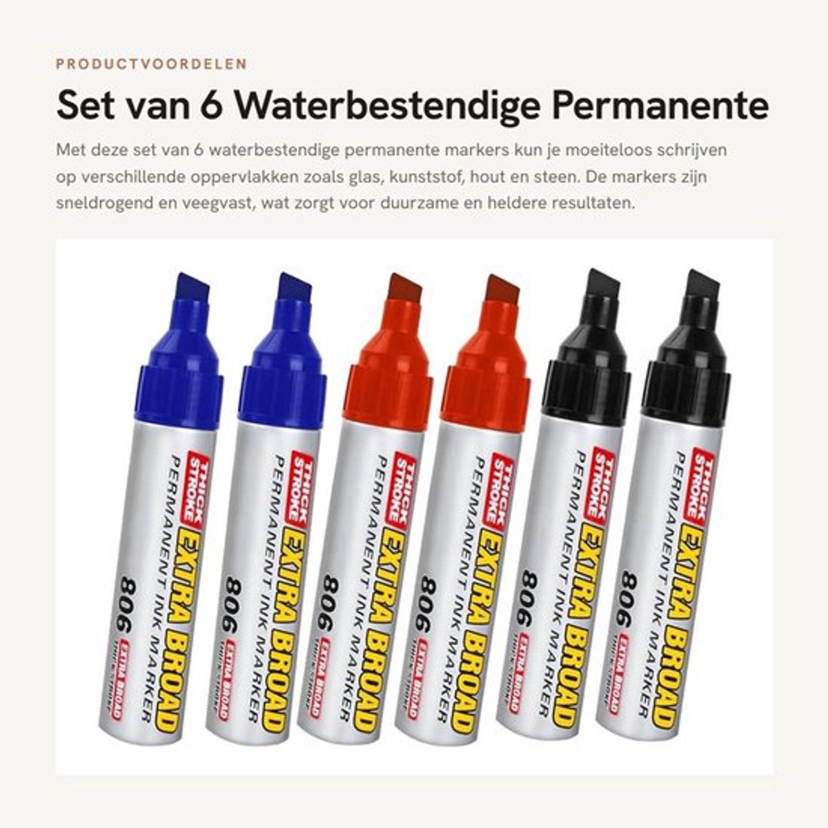 Dailygoods- Permanente Marker Set - Jumbo/Permanent Marker - 6 Stuks