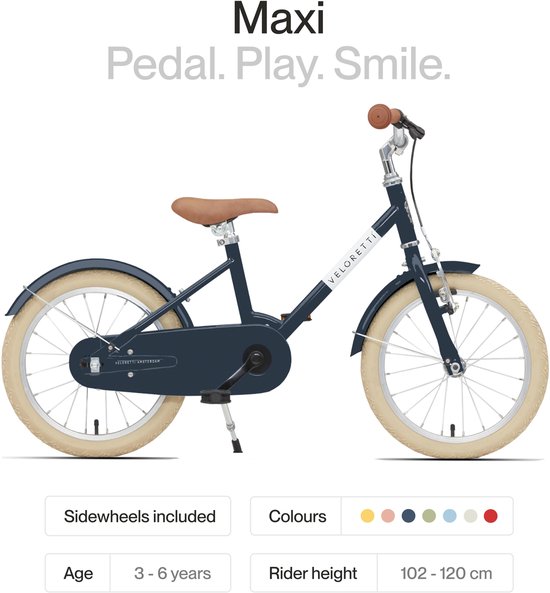 Veloretti Maxi Kinderfiets 16 inch - Donkerblauw - Kids 3-6 jaar van Veloretti — afbeelding 3