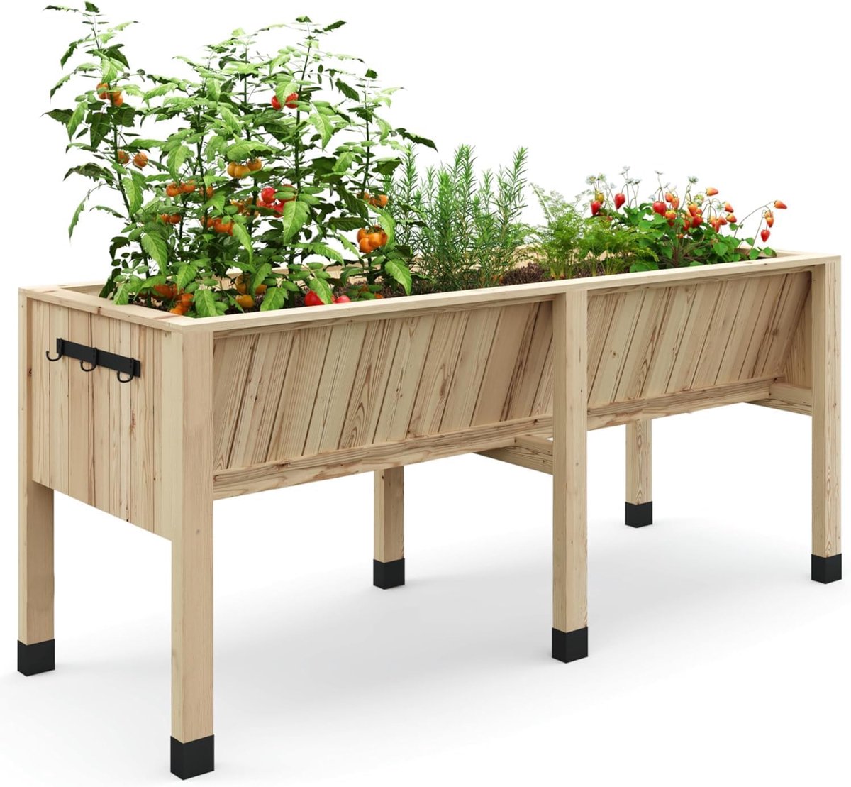 Houten Kweektafel op 6 Poten - Premium Cederhout - Verhoogde Moestuinbak - Plantdiepte 35 cm - 183 x 66 x 76 cm - Naturel