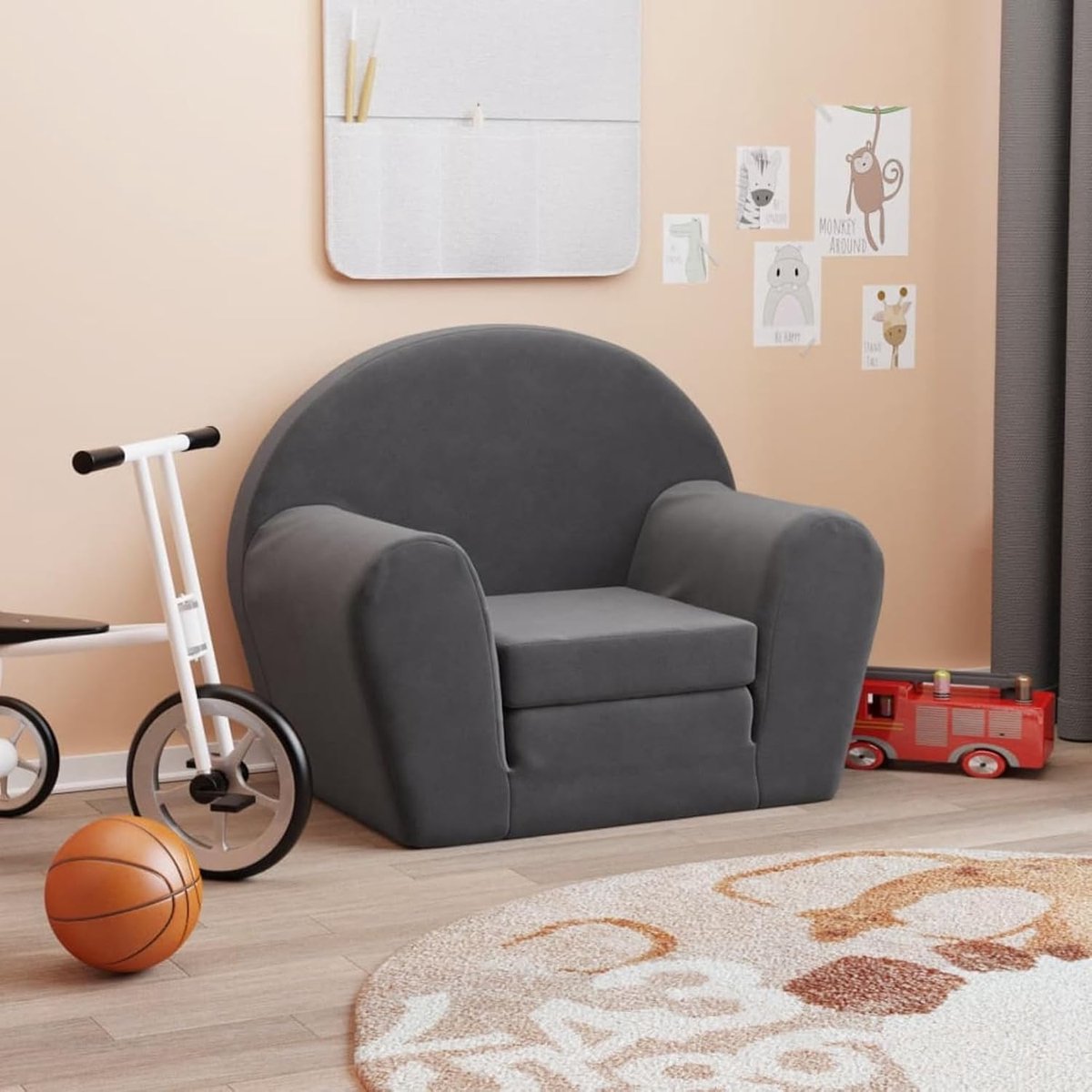 Kinderbank - Kinderfauteuil - Spelen en rusten - 2-in-1 ontwerp - N.v.t. - Antraciet