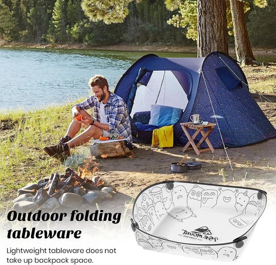 4 stuks - Opvouwbaar servies voor buiten - Campingservies - Draagbaar servies - Opvouwbare borden - Opvouwbaar fruitbord - Herbruikbaar - 20×19×5,5 cm - Geschikt voor kantoor, picknick, kamperen, reizen — afbeelding 4