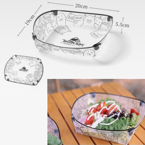 4 stuks - Opvouwbaar servies voor buiten - Campingservies - Draagbaar servies - Opvouwbare borden - Opvouwbaar fruitbord - Herbruikbaar - 20×19×5,5 cm - Geschikt voor kantoor, picknick, kamperen, reizen — afbeelding 2