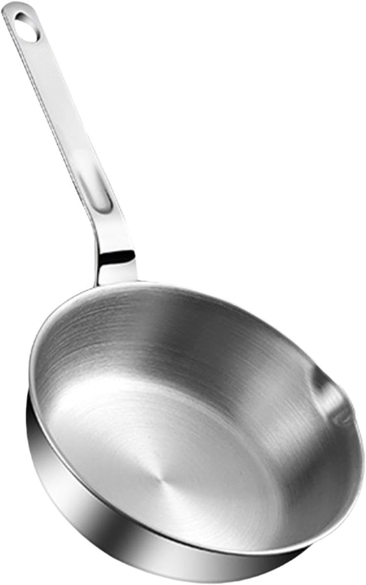Ronde koekenpan Omeletpan koekenpan Dagelijks koken Antiaanbaklaag roestvrij staal 16 cm Zilver