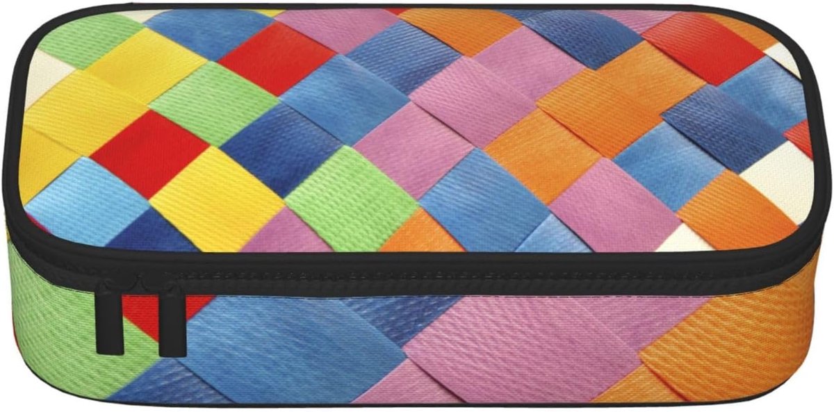 Etui Grote Capaciteit - Pennendoos Tas - School Kantoor - Duurzaam Oxford Doek - 21x9.5x5 cm - Kleurrijke Plaid