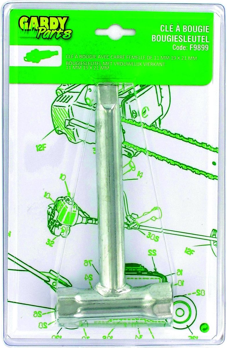 Bougiesleutel Vierkant - Dopsleutel - Onderhoud Tuinmachines - Dubbele Maat - 19 x 21 mm - Zwart
