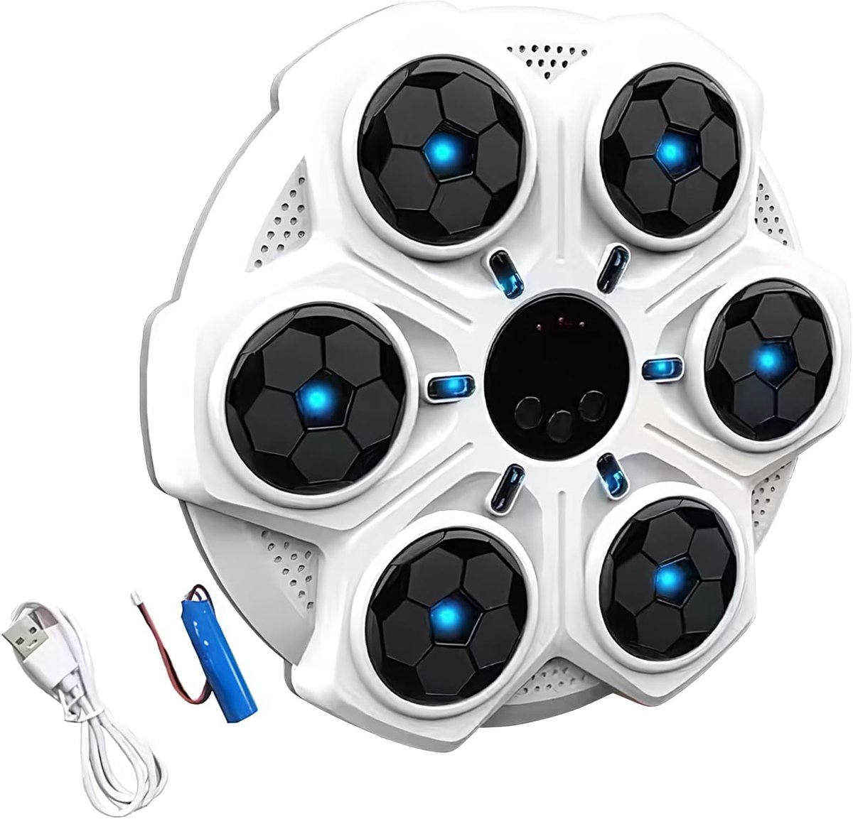 Muziek Boksmachine - Boksmuur Trainer - Interactieve Fitness - Met LED Lichteffecten - 38 cm Breed - Wit