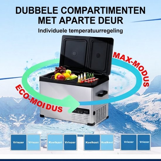 JCP® Koelbox - 32L - Compressor Koelbox - Auto Koelkast - Zwart en Wit - 37cm x 66cm x 43cm van Jcp — afbeelding 3