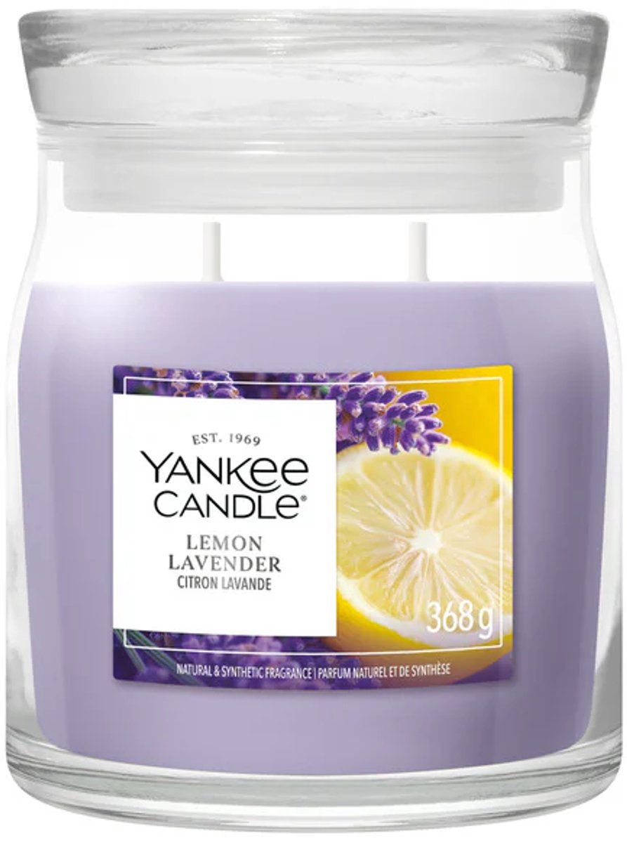 Yankee Candle Lemon Lavender Medium Geurkaars - 50 branduren - 2 lonten Paars