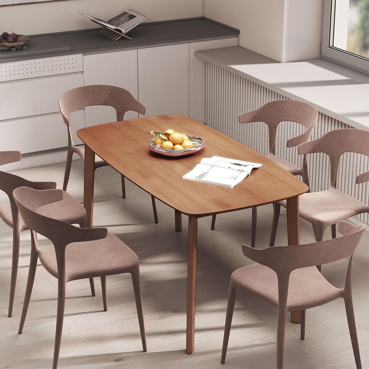 Pugsdrly Eettafel - Landhuisstijl - Gelakt oppervlak - Hout - 150x80 cm - Bruin - Zonder stoelen