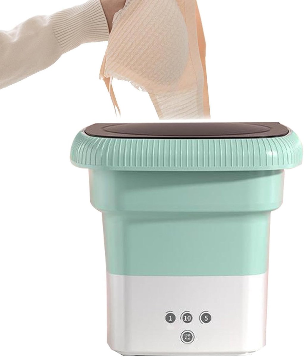 Mini Wasmachine Draagbare Wasmachine Reizen en Kleine Was Ultrasone Turbine Reiniging 2.4kg Capaciteit groen