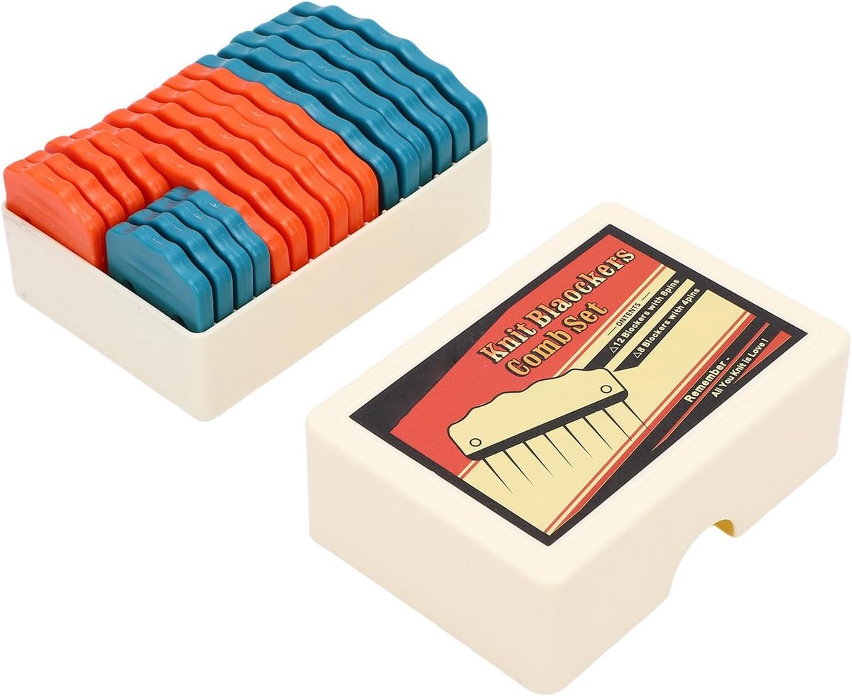 Breipennen Set - Blokkeerkammen Haken - Breiprojecten Vormgeven - Roestvrijstalen Pinnen - 20 Stuks - Oranje Blauw