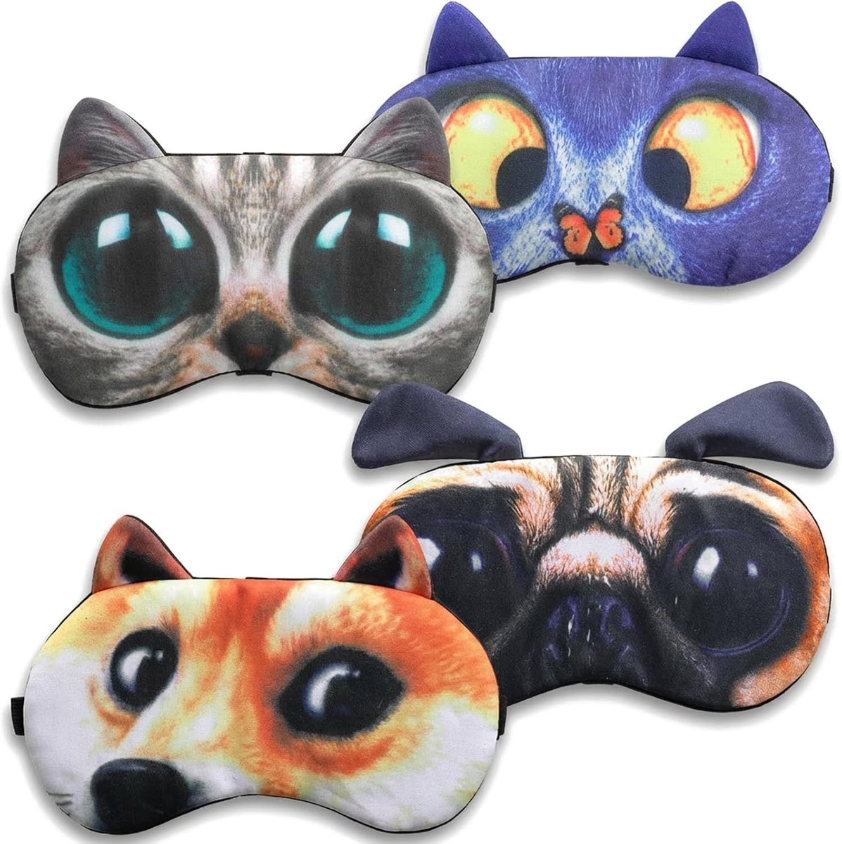 Slaapmaskers - Zacht Fleece - Schattige Dierenmotieven - Verstelbare Band - Voor Dames en Heren