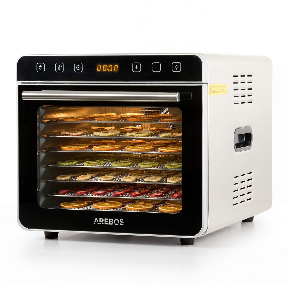 AREBOS Voedseldroger RVS 700W 19L 8 Roosters LED Touch Fruit Groenten Drogen