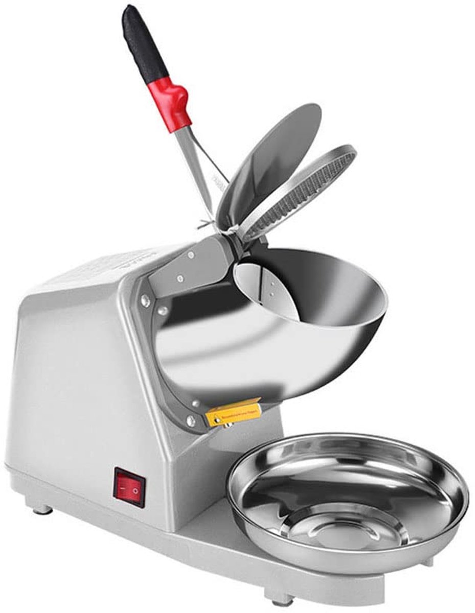 IJsmachine Elektrisch - Sneeuw Cone Maker - Zomerse Drankjes Maken - Dubbele Roestvrijstalen Messen - 184 kg/uur - Zilver