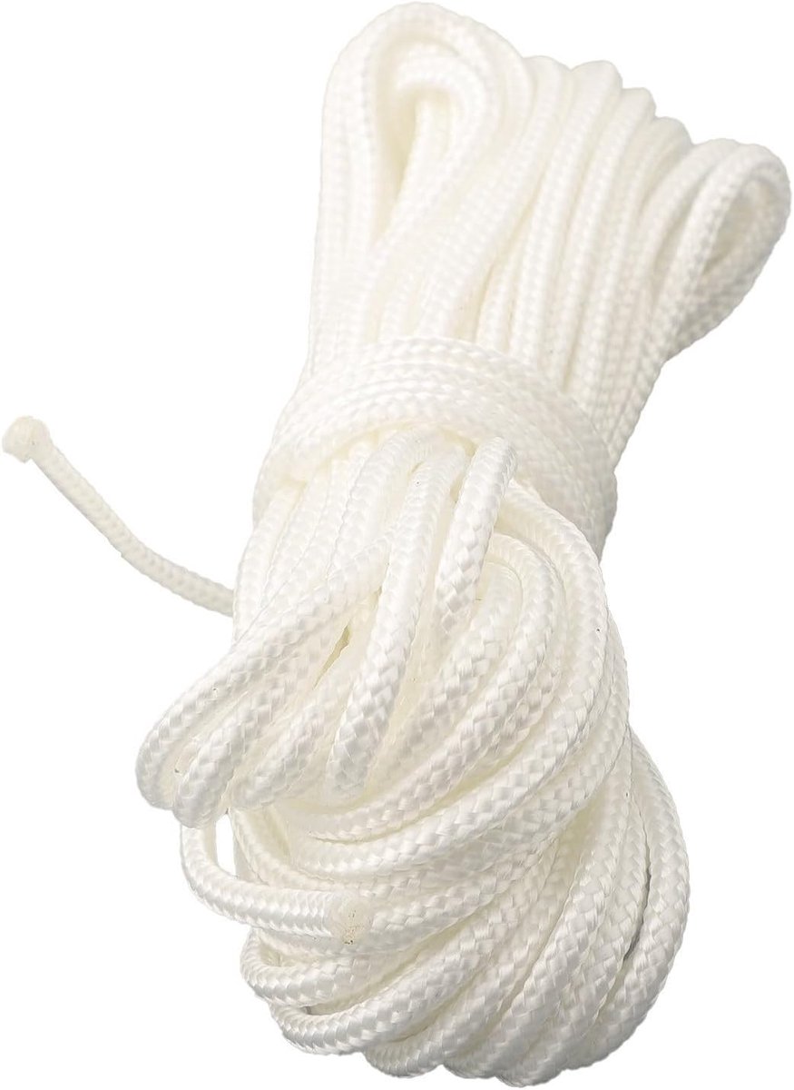 Starterkoord Grasmaaier - Trekkoord Kettingzaag - Motor Starten - Duurzaam Nylon Materiaal - 3mm x 10 Meter - Wit