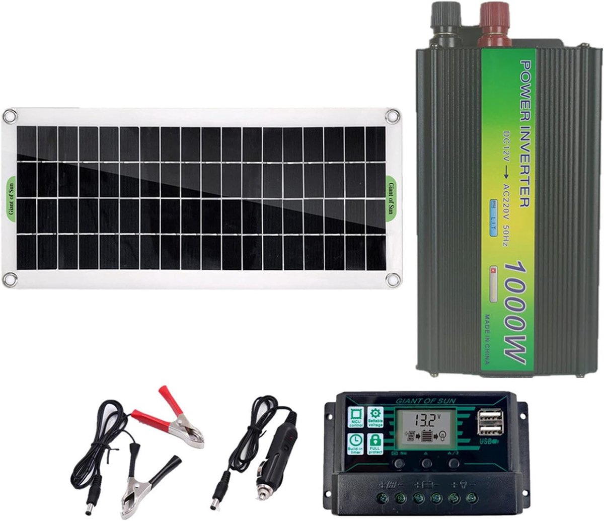Zonnepaneel Kit - Solar Paneel Energie Set - Energie Opwekken - Monokristallijn Paneel - 43x20 cm - Zwart