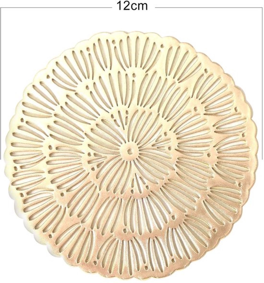 Onderzetters Goud, 12 Stuks Onderzetters Glazen Placemats Ronde Vinyl Holle Placemats Afwasbare PVC Tafelonderzetters voor Keuken, Huis, Eettafel (12 x 12 cm)