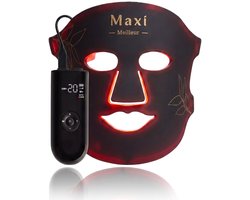 Maxi Meilleur® Pro Series - led masker lichttherapie – uw verbeterde anti aging routine met lichttechnologie - led gezichtsmasker - huidverjongingsapparaat gezicht - collageen masker - Red Light Therapy - rood licht therapie - LED Face Mask Black
