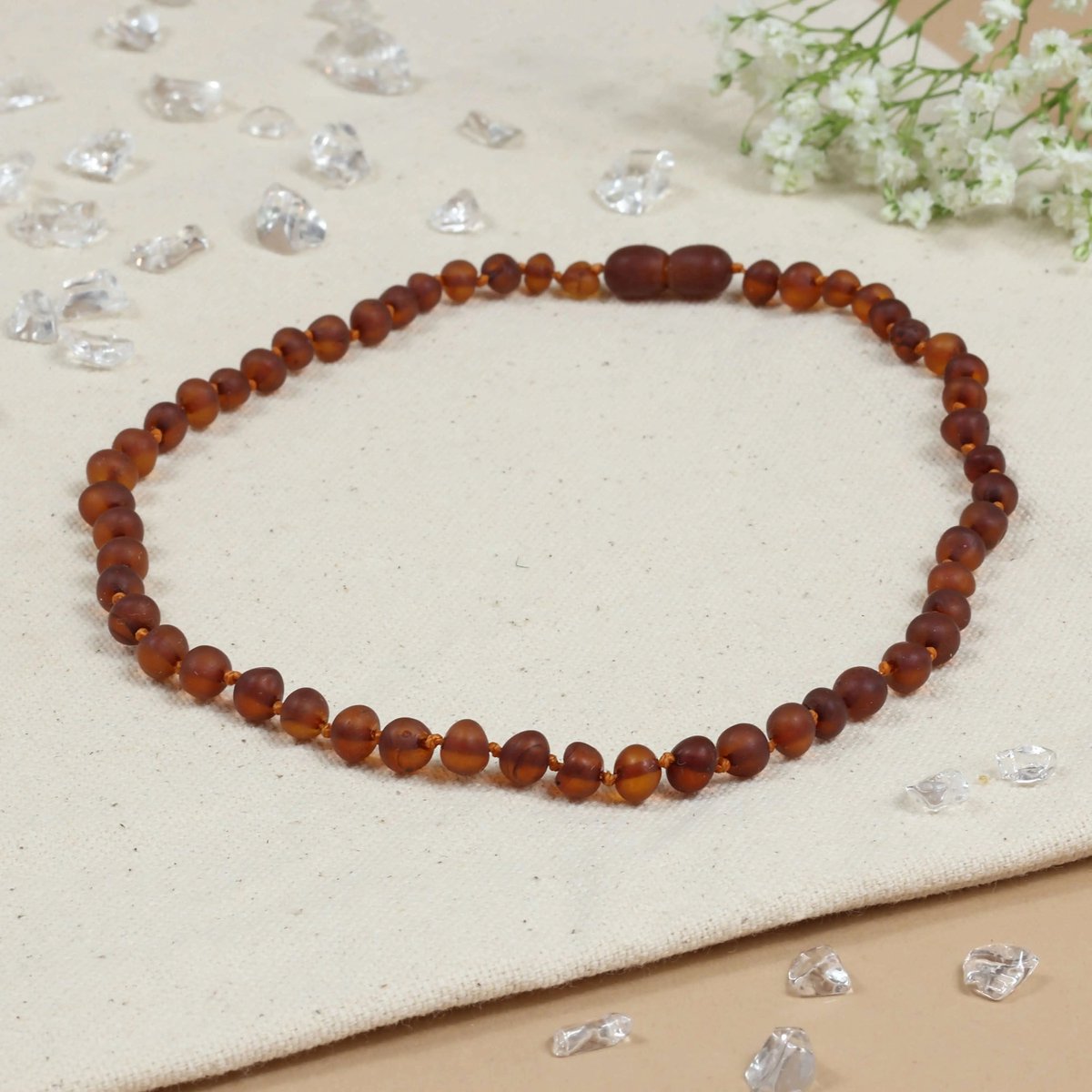 Baby Natura - Barnsteen Ketting - Kind - Cognac - Unpolished - 36 cm