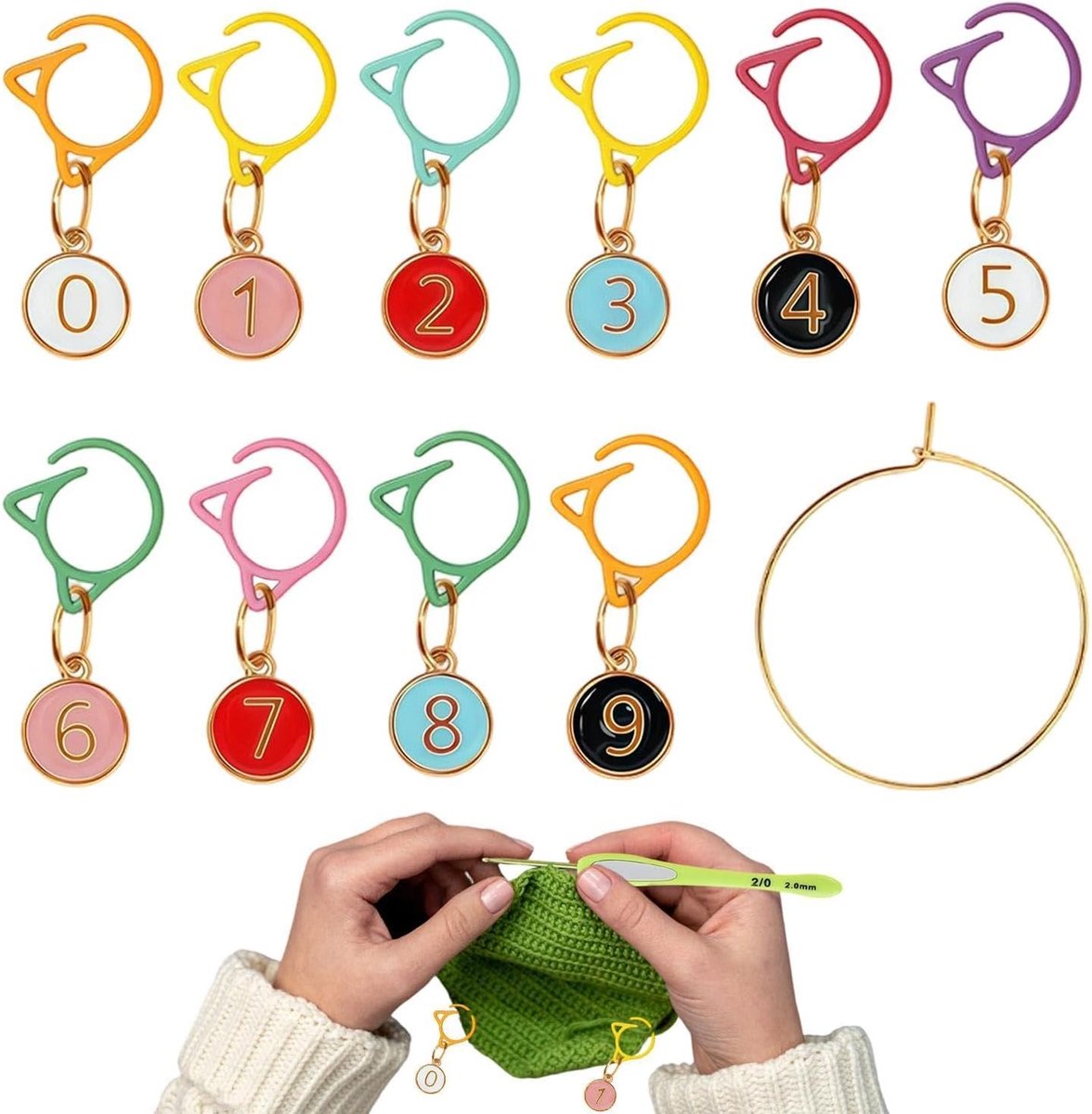 Haaknaald Markering - Brei Clips - Projecten Organiseren - Met Kattenoor Lus - 100 Stuks - Meerkleurig